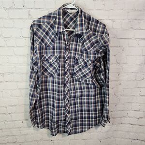 Men's Montgomery Ward longsleeve pearl snapped shirt, size Large